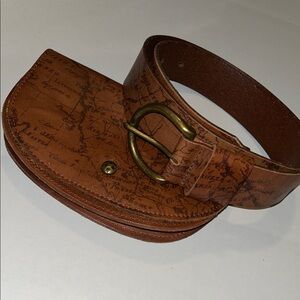 Patricia Nash map, print brown, leather belt and belt bag S-M